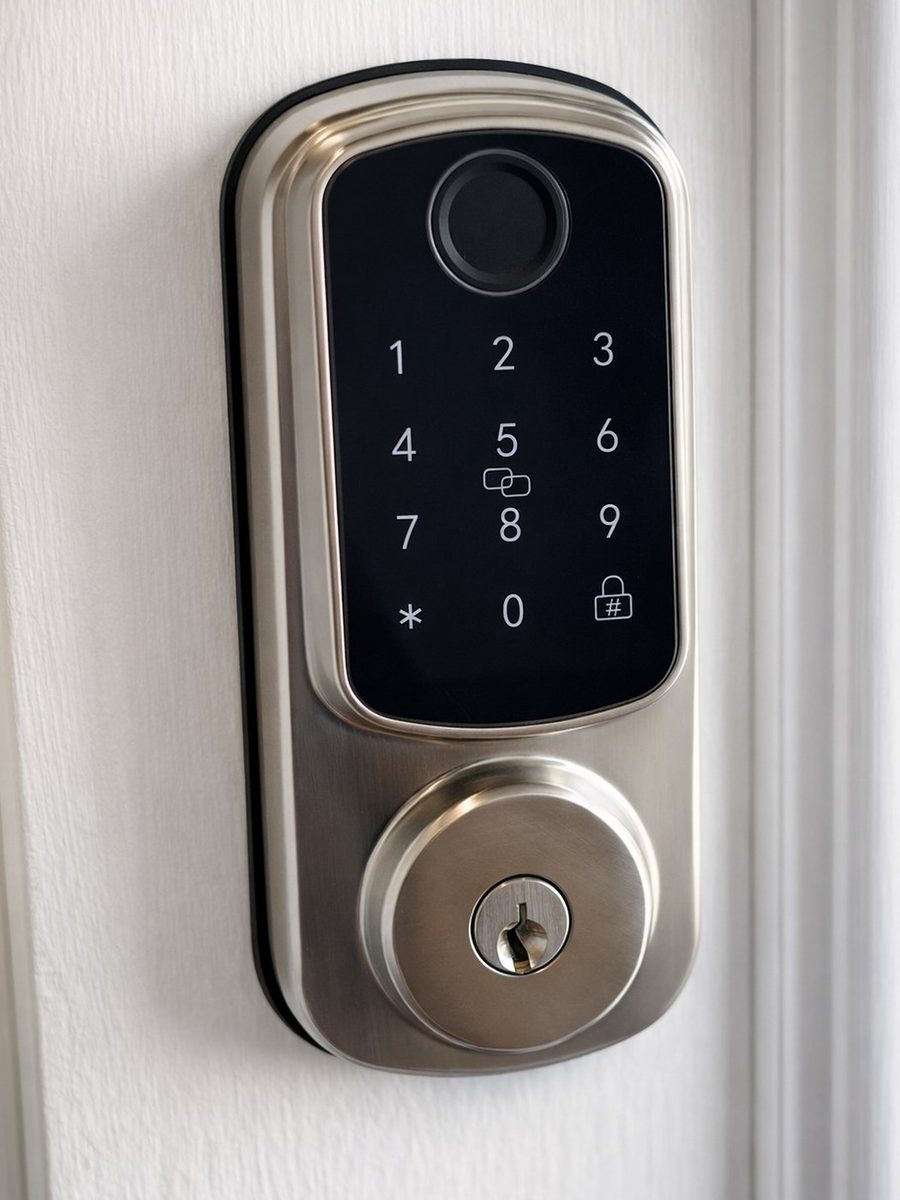 The Major Key MK-1 Smart Deadbolt in satin nickel